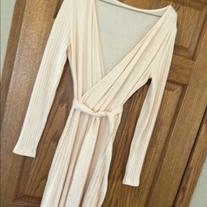 NWOT Size M Elegant Cream Wrap Dress